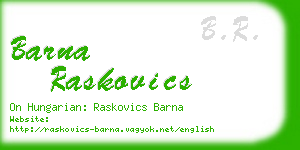 barna raskovics business card